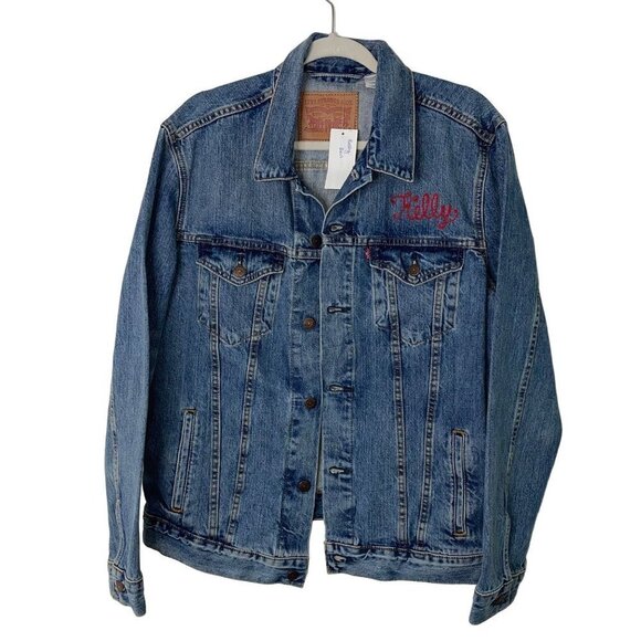 Levi's Womens Trucker Jacket Blue Size Large Denim Pure Cotton Customized New - Picture 10 of 13
